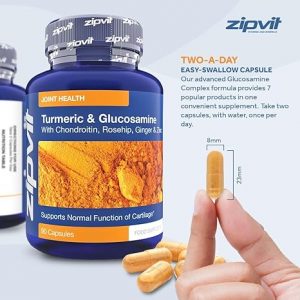 Turmeric Curcumin Plus Glucosamine and Chondroitin Complex with Added Vitamin C, Rosehip, Ginger and Zinc - 90 Capsules. Maintains Normal Joint Cartilage. UK Supplier