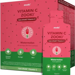 Zooki® Liposomal Vitamin C 1000mg Liquid Sachets | Alcohol Free, Vegan, Soy Free, Natural Ingredients | Immune System, Skin & Energy Support (Watermelon...