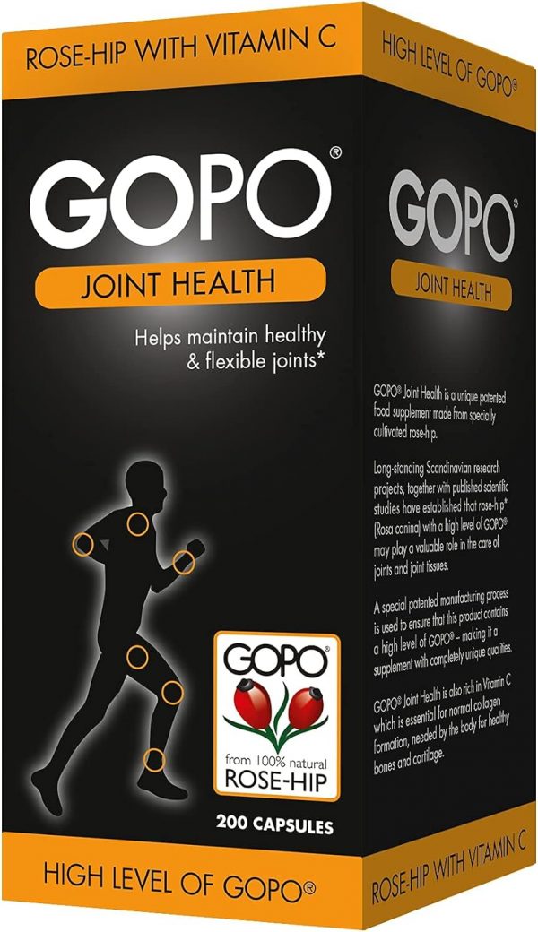 GOPO Joint Health 200 Capsules - Rose-Hip & Vitamin C - Helps maintain healthy & flexible joints