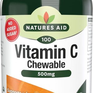 Natures Aid Chewable Vitamin C 500 mg, Sugar Free, Suitable for Vegans, 100 Tablets