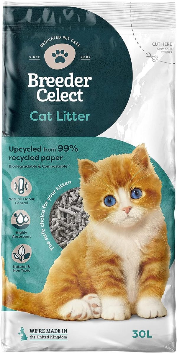 Breeder Celect Recycled Paper Cat Litter, 30L