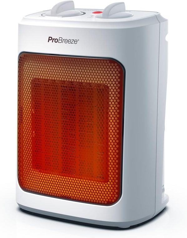 Pro Breeze 2000W Mini Ceramic Fan Heater - 3 Heat Settings & Fan Only Mode with Built-in Overheat and Tip Over Protection, Electric Heater for Home, Office and Bedroom