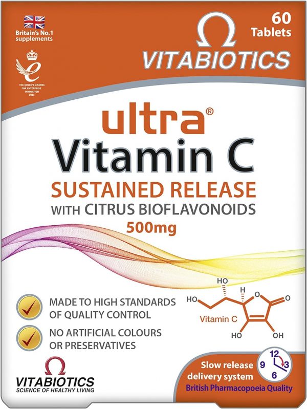 Vitabiotics Ultra Vitamin C Tablets (Ascorbic Acid) Sustained Release with Bioflavonoids - 60 Tablets