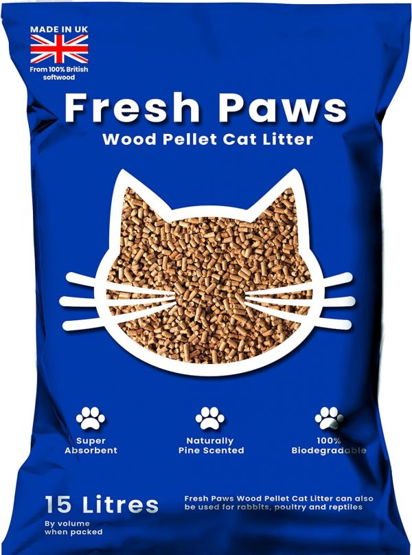 Fresh Paws Premium Wood Pellet Cat Litter, 15 L