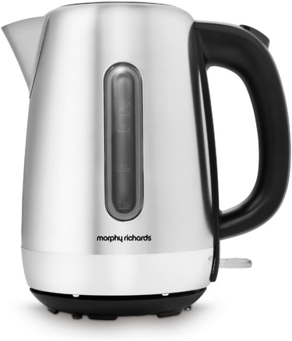 Morphy Richards Equip Jug Kettle, 1.7L, 3Kw Rapid boil, Removeable Limescale Filter, Illuminated Water Gauge, Brushed Stainless Steel Case, 102786