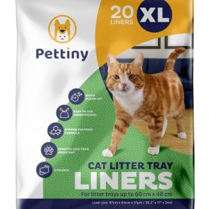 Pettiny 20 XL Cat Litter Tray Liners with Drawstrings Scratch Resistant Bags for Extra Large Litter Box