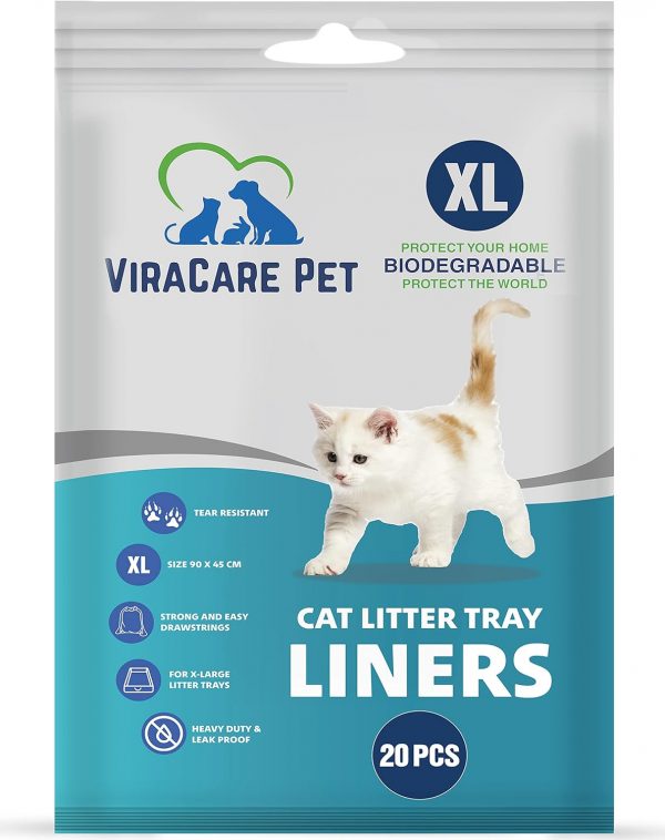 20 x Cat Litter Tray Liners Extra Large | With Drawstrings | Biodegradable | Scratch Resistant And Leak Proof | For X-Large Litter Trays | Cat Litter Bags |...
