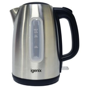 Igenix IG7731 Cordless Electric Jug Kettle, Easy Open Lid and Removable, Washable Filter for Easy Cleaning, 2200 W, Stainless Steel