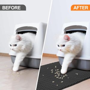 AJOXEL Cat Litter Mat, 60 x 45 cm Big Litter tray Mat, Double Layer Waterproof Cat Litter Mat Litter Trapping Mat, Honeycomb Design Cat Litter Tray Mat...