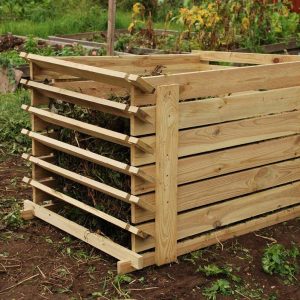 Lacewing 449 Litres Easy-Load Slatted Wooden Compost Bin - Small Outdoor Garden Compost Bin