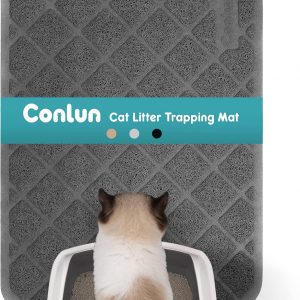 Conlun Cat Litter Mat Litter Trapping Mat, 61 x 43 cm Cat Litter Tray Mat, Premium PVC Grid Mesh Scatter Control Design Litter Box Mat, Waterproof Urine...