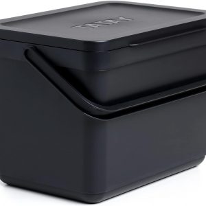 TATAY Kitchen Food Waste Compost Caddy Bin with Holder, 6L Capacity, Polypropylene, Made from 100% Recycled Materials, Black Colour. Measures 26,5 x 20,5 x...
