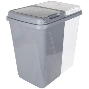 Jolie Max 90L Dual Compartment Kitchen Rubbish Bin Waste Recycling And Laundry Basket (Grey&White)