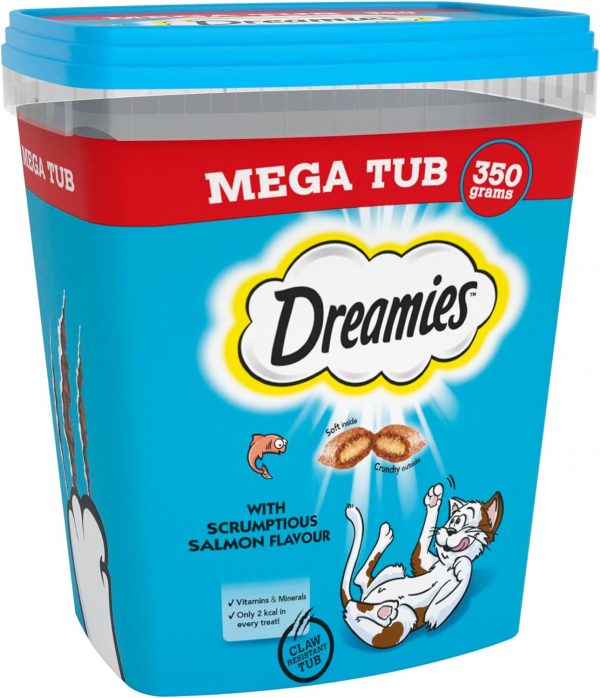 Dreamies Cat Treats, Tasty Snacks with Delicious Salmon Flavour, Pack of 2 (2 x 350 g)