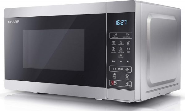SHARP YC-MS02U-S Compact 20 Litre 800W Digital Microwave, 11 power levels, ECO Mode, defrost function, LED cavity light - Silver