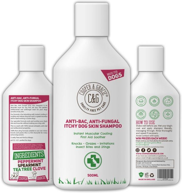 Dog Shampoo For Itchy skin Antibacterial And Antifungal | Natural Medicated Low Lather Safe Formula | Fast Absorbing and Skin Cooling First Aid | Great For...