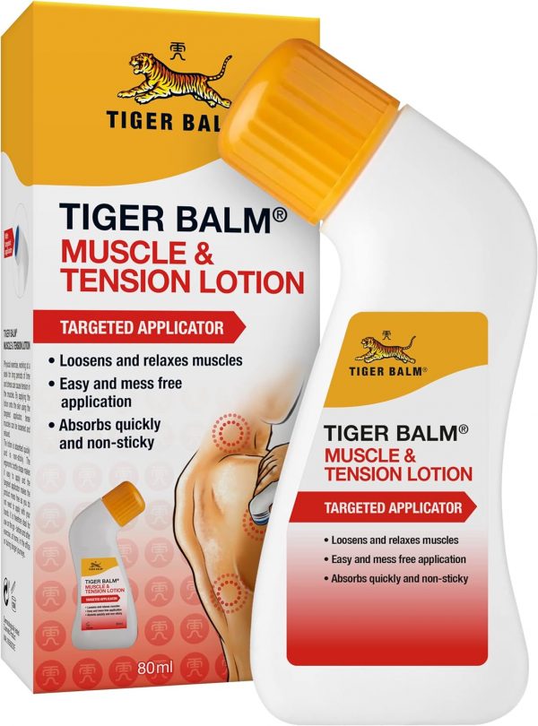 Tiger Balm Muscle and Tension Lotion with Targeted Applicator, 80 ml