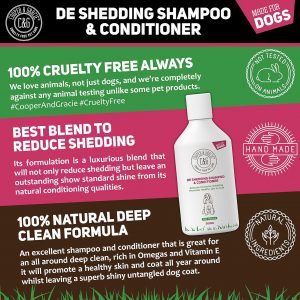 C&G Pets | De Shedding Shampoos & Conditioners For Dogs 500ml | Reduces Excessive Shedding Promotes Healthy Skin & Coat | 100% Natural Dog...