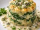 Stilton, potato and spinach timbale
