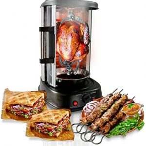 Electric Rotating Vertical Rotisserie Grill Doner Kebab Fish Skewer Cooker