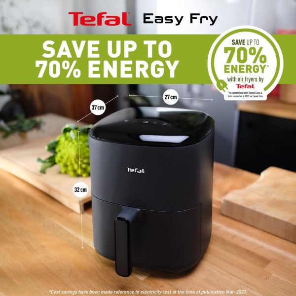 Tefal Easy Fry Max Digital Air Fryer, 5L, 10in1, Uses No Oil, Air Fry, Extra Crisp, Roast, Bake, Reheat, Dehydrate, 6 Portions, Non-Stick, Dishwasher Safe Baskets, Black EY245840