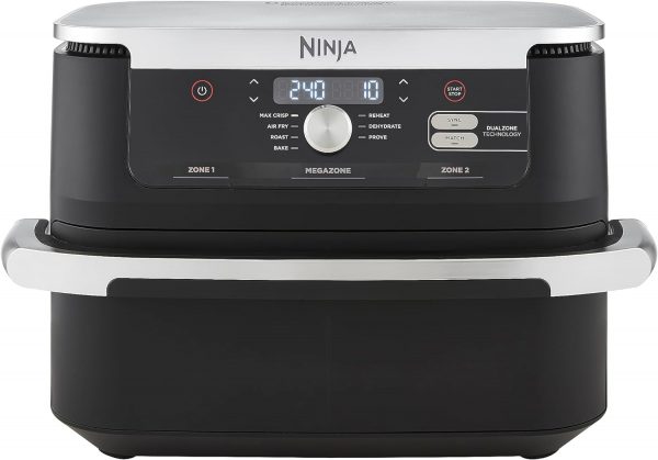 Ninja Foodi MAX Dual Zone Digital Air Fryer, 2 Drawers, 9.5L, 6-in-1, Uses No Oil, Max Crisp, Roast, Bake, Reheat, Dehydrate, Cook 8 Portions, Non-Stick...