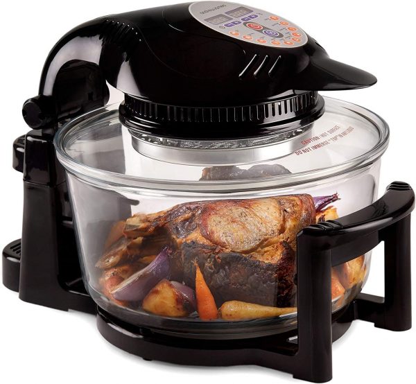 Andrew James 12-17 Litre Black 1400W Digital Halogen Oven Air Fryer Cooker With Hinged Lid | Full Accessories Pack Including Skewers | Spare Bulb | Extender...