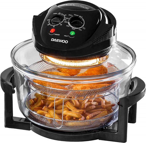 Daewoo Deluxe 17L 1300W Halogen Air Fryer with an Extension Ring- 60min Timer with Self-Cleaning Function, Adjustable Temperature Control and 7 Accessories...