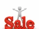 sales, sale on white background with white mannequin with outstretched hands.