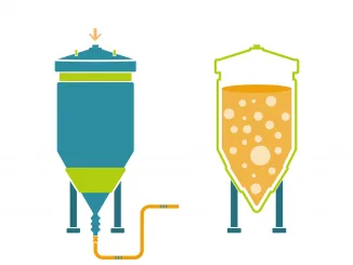 Infographics, technology of beer production, icon vector, perfusion N-1 culturing