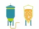Infographics, technology of beer production, icon vector, perfusion N-1 culturing