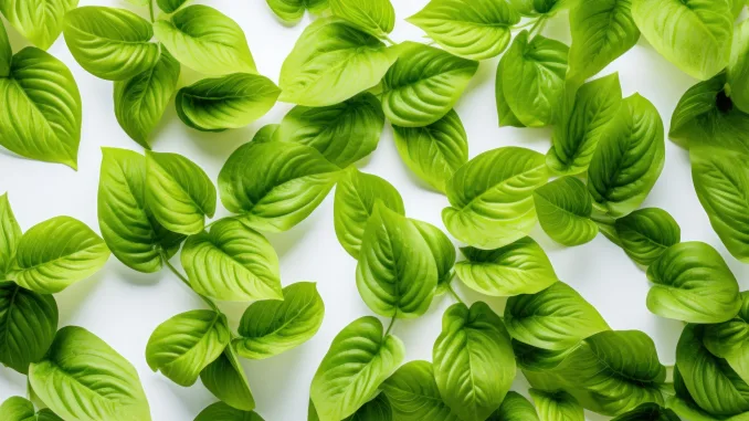 ome leafy greens are on a white background, isolated