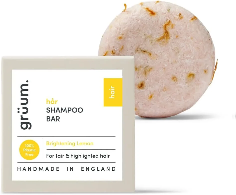 511x3rGyTiL._AC_SL1000_ grüum Brightening Shampoo Bar 50g - Solid Shampoo Bars for Hair Up to 60 Washes - Plastic Free Vegan Bar for Men & Women - Paraben Free Rich Lathering Bars for Colour Treated Hairs
