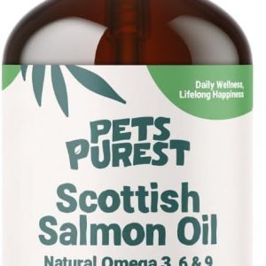 Pets Purest Scottish Salmon Oil For Dogs, Cats, Horse, Ferret - Pure Omega 3, 6 & 9 Fish Oil Food Treats Supplement for Natural Coat, Immune Support,
