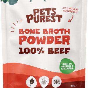 Pets Purest Bone Broth for Dogs & Cats, 250g Beef Bone Broth Powder for Dogs & Cats. Supports Joints, Digestion, Immunity & Healthy Skin and Coat