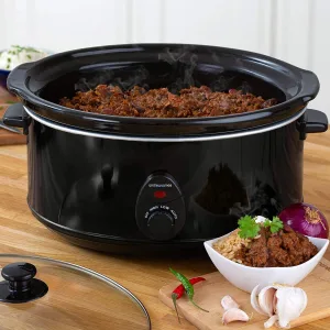 Andrew James 3.5L Slow Cooker, Removeable Easy Clean Ceramic Bowl, 3 Temperature Settings, Energy Efficient, Tempered Glass Lid, Cool Touch Handles &