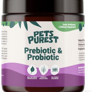 Pets Purest Digestive Prebiotic Probiotic for Dogs, Cats & Pet - 100% Natural Fibre Digestion Enzymes Immune Support Supplement for Gut Health