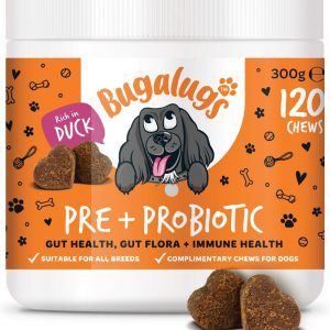 Bugalugs Probiotics for Dogs Natural Dog Treats with Pumpkin Powder for dogs – Gut Health, Sensitive Tums, Anal Glands, Scooting, Loose Stools, Smelly,...