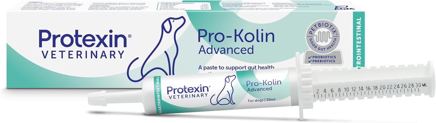71Qy+ejWrhL._AC_SL1500_30ml Protexin Veterinary Pro-Kolin Advanced Gut Health Paste for Dogs to Firm Up Poop, Prebiotic and Probiotic Formula, Meat-Free Liver Flavour, 30ml