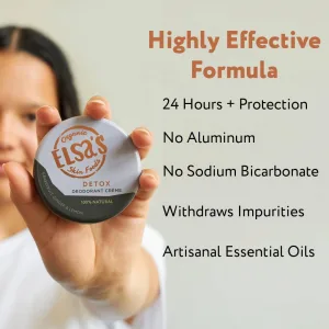 Elsa's Organic Skin Foods - Natural Deodorant Cream - Detox - Aluminum Free - Activated Charcoal & Bentonite Clay - Vegan - Plastic Free - Whole...