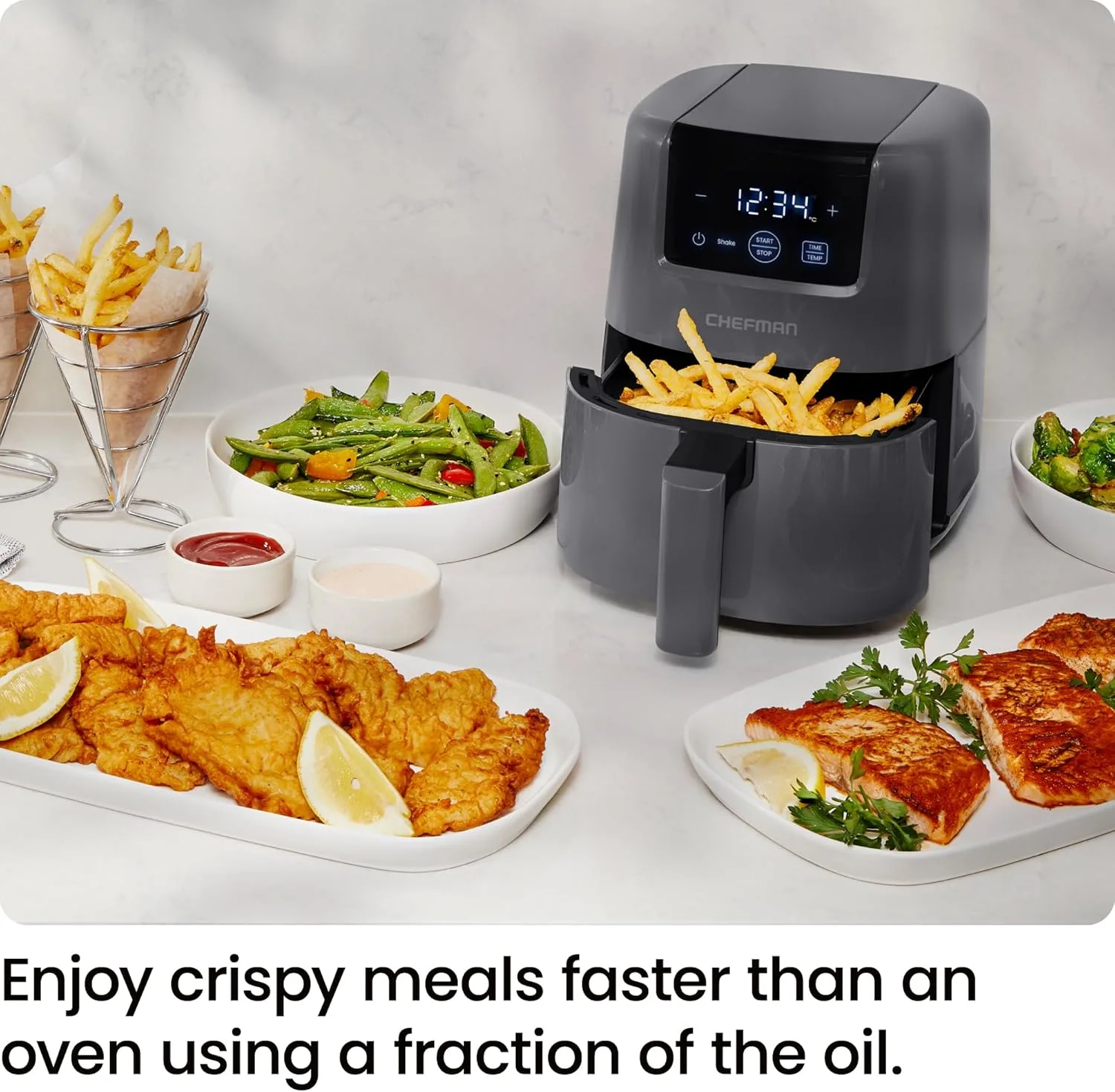 81WJD4mGIpL._AC_SL1500_ Chefman 2L Mini Air Fryer – Digital Space-Saving Compact Air Fryer with Nonstick and Dishwasher Safe Basket, Quick & Easy Meals in Minutes, Features Digital Timer and Shake Reminder – Grey
