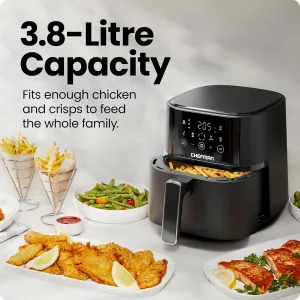 Chefman 3.8L Air Fryer, Touch Controls with 4 Presets, Compact Air Fryer with Hi-Fry Technology for Extra Crisp, Quick & Easy Meals, Nonstick & Dishwasher Safe Basket, Black