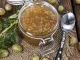 Fresh made Gooseberry Jam on vintage wooden background