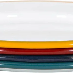 Argon Tableware Enamel Side Plates - 20cm - Pack of 4 - Multicolour Dining Plates Lightweight Small Dinner Dish for Appetisers, Starters, Mains, Sides, Desserts