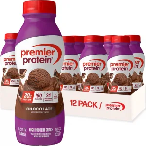 Premier Protein Shake, Chocolate, 30g Protein, No Added Sugar, 24 Vitamins & Minerals to Support Immune Health, 11.5 fl oz, 12 Pack (Packaging May Vary)