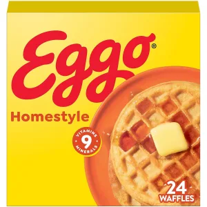Eggo Frozen Waffles, Frozen Breakfast, Breakfast Food, Family Pack, Homestyle, 29.6oz Box (24 Waffles)​