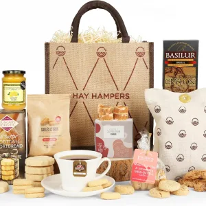 Afternoon Tea Hamper For 2 – Italian Biscuits, Cookies, Shortbread, Fudge & Tea – Christmas Hamper for Women or Men, Christmas Gifts for Couples, New...