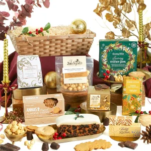 The White Christmas Hamper for Couples, Friends & Family – Alcohol Free Hamper with Rich Fruit Cake, Italian Panettone, Clotted Cream Fudge & Artisan Chocolate – Clearwater Hampers & Gourmet Gifts
