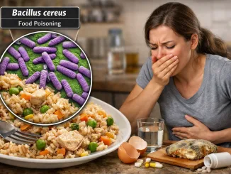 Bacillus cereus. Toxins of Bacillus cereus, Woman feeling sick and suffering abdominal pain