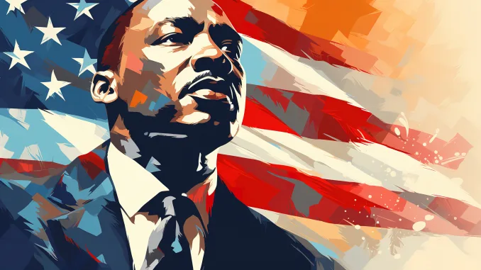 Illustration for martin luther king jr on abstract background banner. Generative Ai
